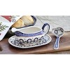 Blue Rose Polish Pottery S119 Manufaktura Gravy Boat Plate & Ladle - 2 of 3