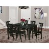 HomeStock 7-Piece Rectangle Black Finish Solid Wood Top Dining Table with 6 Chairs - 2 of 4