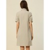 Allegra K Women's Collared Side Pockets Button Up Cotton Belted Shirt Dress - 4 of 4