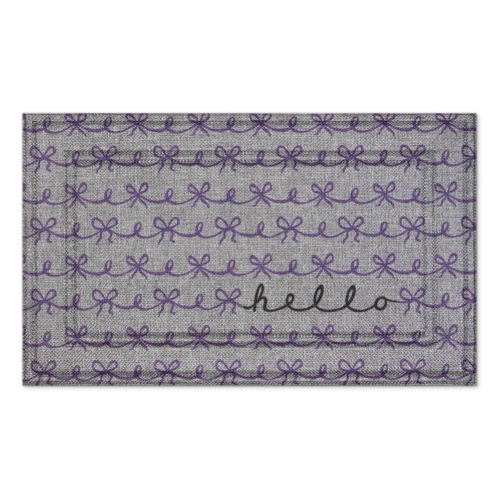 Photos - Doormat Apache Mills 1'6"x2'6" Premier Woven Ribbons Hello  Pewter 