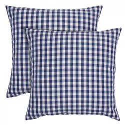 Farmlyn Creek 2 Pack Buffalo Plaid Decorative Throw Pillow Covers Cushion Cases for Couch, Farmhouse Home Decor, Navy & White 20x20 in