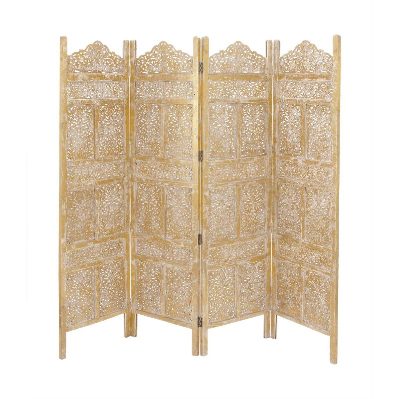 Traditional Intricate Carved Room Divider Screen Gold - Olivia &#38; May, 3 of 11