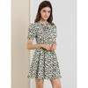 INSPIRE CHIC Women's Short Sleeve Tie Collar Floral Dress - 2 of 4