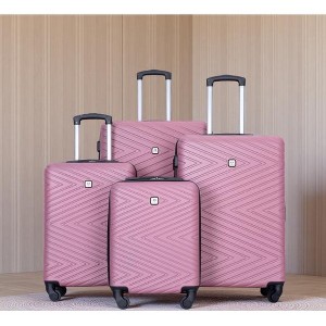Vynxaria 4-Piece Pink ABS Lightweight Luggage Set 16/20/24/28" with Rotating Wheels TSA Lock - 1 of 4