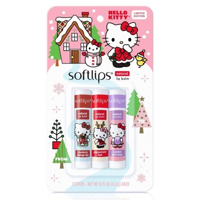 Softlips Hello Kitty Natural Lip Balm - Winter Wonderland - 3pk