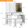 Vanity Desk with Power Outlet, Makeup Vanity with Large Mirror and LED Lights, 7 Drawers & Cushioned Stool - 3 of 4