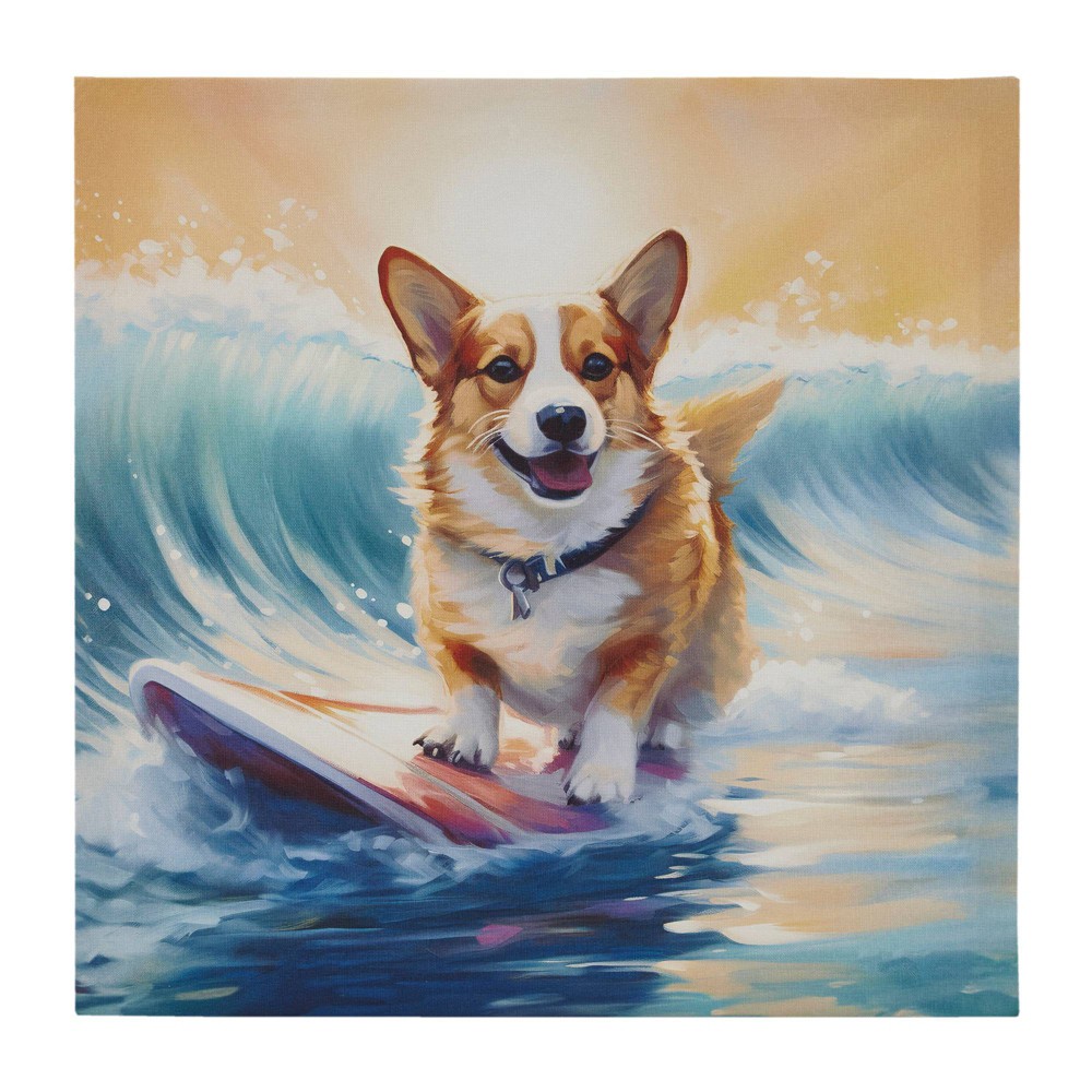 Photos - Wallpaper Madison Park 16"x16" Beach Playful Lively Dogs Print Canvas Wall Decor Art