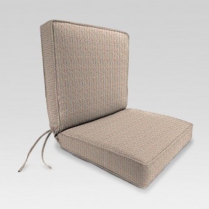 Outdoor Boxed Edge Dining Chair Cushion - Beige/Red Dots - Jordan Manufacturing