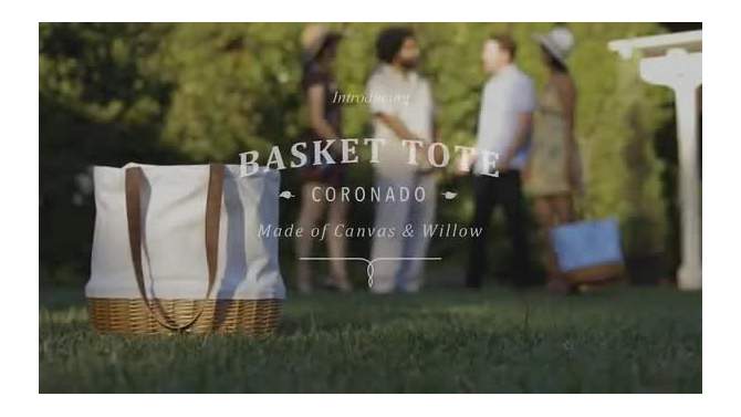 Picnic Time Coronado Canvas and Willow Basket Tote with Beige Canvas, 2 of 7, play video