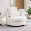 Hrinhom 42"W Upholstered Swivel Accent Chair with Pillows and Half-Moon Storage Ottoman - 4 of 4