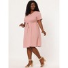 Agnes Orinda Women's Plus Size Tie Waist Short Sleeve Solid Chambray Casual Shirt Dresses - 3 of 4