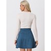 INSPIRE CHIC Women's Faux Suede Button Front A-Line High Waisted Mini Short Skirt - 4 of 4