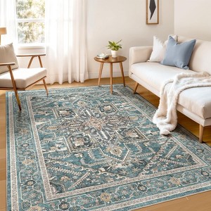 WITSHOCK Boho Area Rugs Machine Washable for Living Room Runner Distressed Vintage Non-Slip Stain Resistant Floor Carpet Indoor - 1 of 4