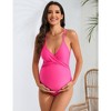 Womens Maternity Swimsuits Wrap Front Sling Swimwear One Piece Adjustable Crossback Swimsuits Stretchy Summer Beach Outfits - 2 of 4