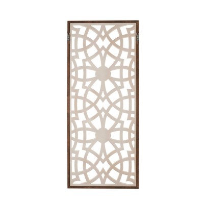 Madison Park 15.75" x 37.75" Cream and Brown Carved Wood Wall Panel