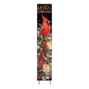 HomeRoots 42" Black And Red Solid Wood Merry Christmas Cardinal Garden Stake - 1 of 4
