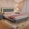 Sapphtopaz Upholstered Bed Frame with Button Tufted Velvet Headboard Modern Platform Bed with LED Bed for Bedroom, No Box Spring Needed - 3 of 4