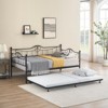 Twin Daybed with Trundle, Metal Bed Frame with Pull Out Sleeper, Steel Slat Support, No Box Spring Needed, Easy Assembly - 2 of 4
