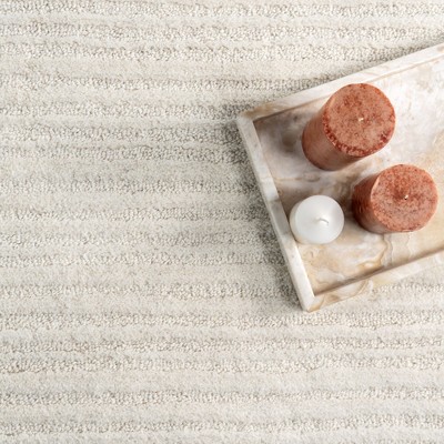 Ivory Handmade Wool Rectangular Tufted Area Rug, 4' x 6'