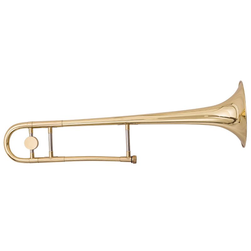 Costway B Flat Trombone Gold Brass with Mouthpiece Case Gloves for Beginners Students, 3 of 9
