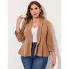Women's Plus Size Blazer Notch Panel Work Business Casual Outfits Dressy Suit Jacket Peplum Blazers - 2 of 4