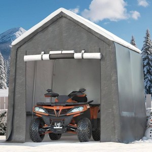 GustoWave 10x10FT Outdoor Portable Storage Shed with Roll-Up Door for Motorcycle, Garden and Tools - 1 of 4
