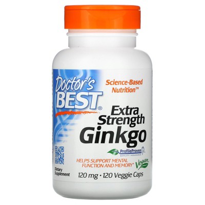 Doctor's Best Extra Strength Ginkgo, 120 mg, 120 Veggie Caps, Greens and Superfood Supplements