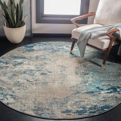 Safavieh Madison Blue and Grey Round Synthetic Area Rug