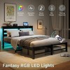 CAVINAS Queen Size Bed Frame with Wooden Headboard, Metal Bed Frame with RGB Lights, Charger, Storage Shelf, Noise-Free - 2 of 4
