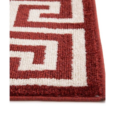 Burgundy and Beige Geometric 9' x 12' Synthetic Area Rug