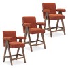 Set Of 3 Morgan 25.5" Height Upholstered Seat and Back Counter Stools With Upside Down "V" shape design Solid Wood Legs-Maison Boucle - 2 of 4