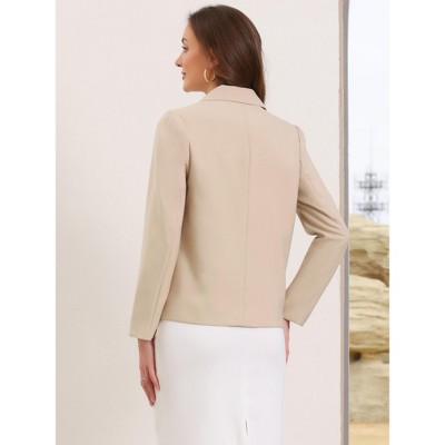 INSPIRE CHIC Women's Double Breasted Notched Lapel Long Sleeve Work Office Suit Jacket Blazer X-Large Beige — фото 3