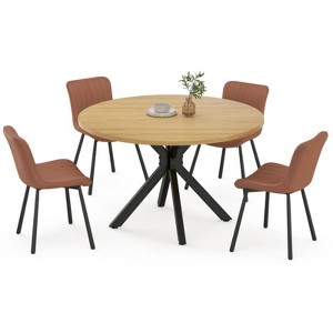 FURNIinspire Coffee Tables, Round Coffee Table, Mid Century Modern Coffee Table for 4 to 6 Person, Table for Kitchen Dining Room, Brown, - 1 of 4