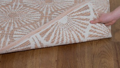 Aqua and Ivory Hand Woven Cotton Area Rug, 3' x 5'