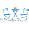 Coucheta 3-Piece Folding Bistro Set, Outdoor Patio Set with 2 Chairs and Table, Foldable Steel Frame Furniture for Balcony, Garden, Deck - 2 of 4