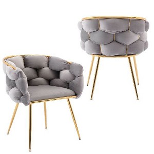 Kumasinova Luxury Modern Accent Armless Chair, Velvet Upholstered Dining Chair, Unique Knitting Process, Bedroom Leisure Single Sofa Chair - 1 of 4