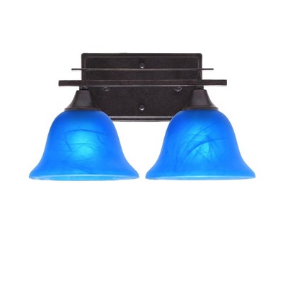 Toltec Lighting Uptowne 2 - Light Vanity in  Dark Granite with 7" Blue Italian Shade