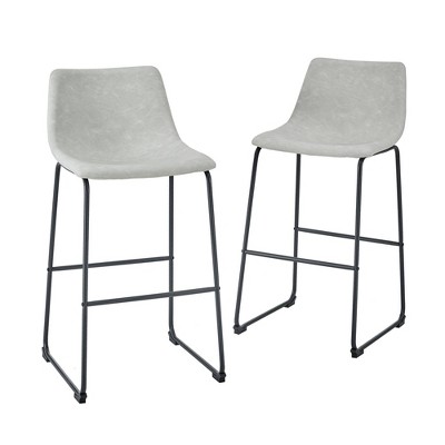 Set of 2 Laslo Modern Upholstered Faux Leather Barstools - Saracina Home