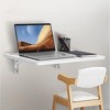 Wikineon Wall Mounted Folding Table, Wall Mount Drop Leaf Tables, Wooden Floating Desk For Dining, Laundry Room, Office - 2 of 4