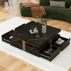 Vynxaria Series 43.3 in. Black Square MDF End Table with 4 Drawers and Gold Accents - 3 of 4