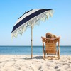 Northlight Striped Outdoor Tilting Macrame Boho Beach Market Umbrella - 6.5' - Blue and White - 2 of 4