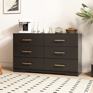 Okak 2 Row 6-Drawer Dresser,Modern Chest of Drawers with Large Storage Space,Matte Finish Storage Cabinet for Living Room,Entryway - 1 of 4
