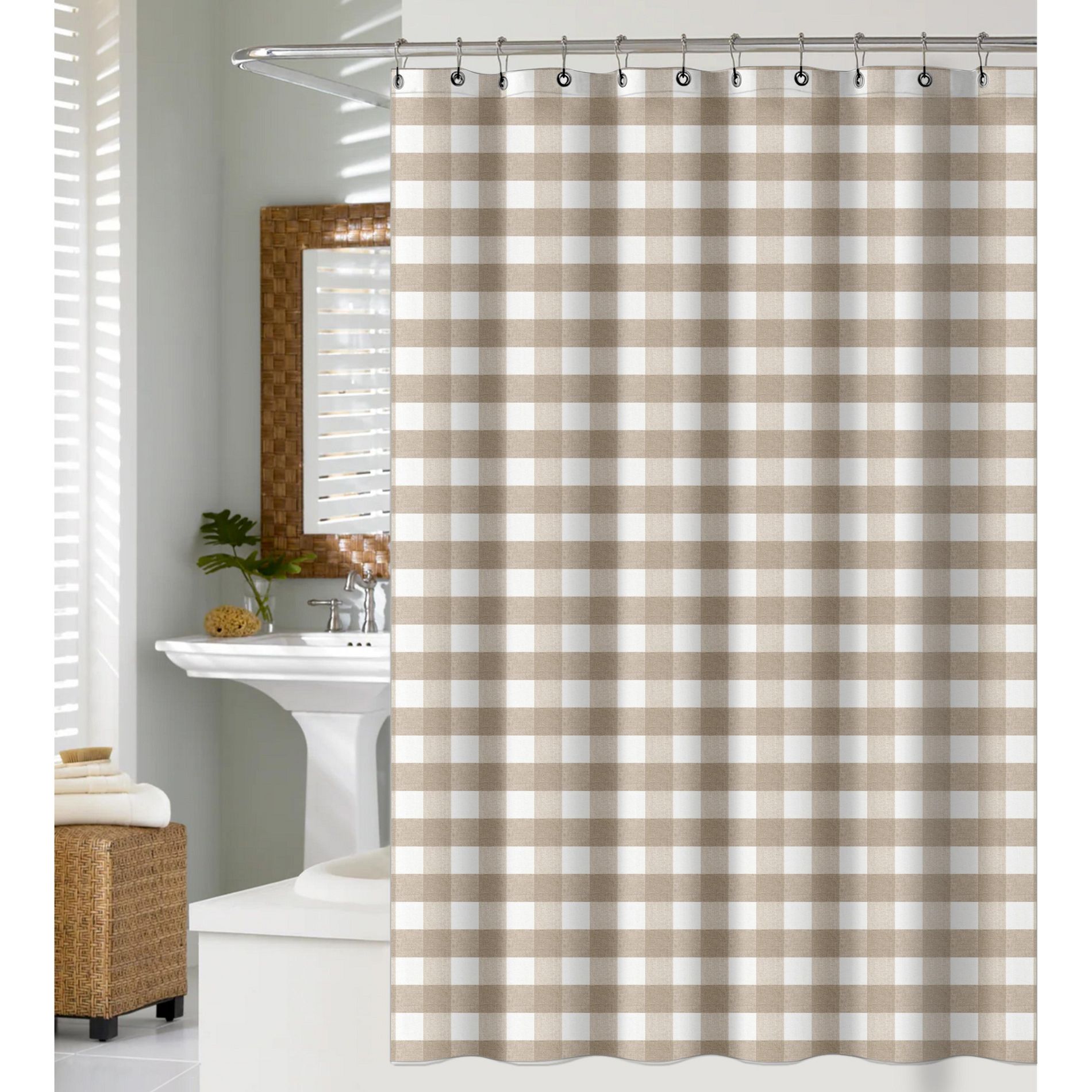 Recycled Cotton Plaid Shower Curtain - 72"x72"
