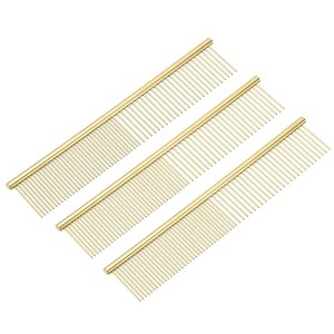 Unique Bargains Stainless Steel Rounded Ends Gentle Care Pet Comb 3 Pcs - 1 of 4