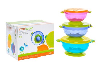 Kitchen + Home Stay Put Baby Bowls - Set of 3 Suction Bowls Set with Lids