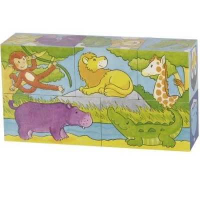 Goki America Safari and Arctic Cube Puzzle, Peg Puzzles, Ages 3+