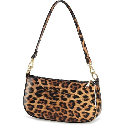 Leopard Women Shoulder Bag Glossy Patent Vegan Leather Crossbody Bag Clutch Purse