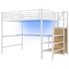 TIRAMISUBEST Full Size Loft Bed with Bulit-in Desk, Storage Staircase and Small Wardrobe, Metal Loft Bedframe with LED Light and Guardrails - 4 of 4