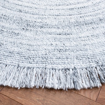 Light Grey Round Braided Reversible Synthetic Area Rug