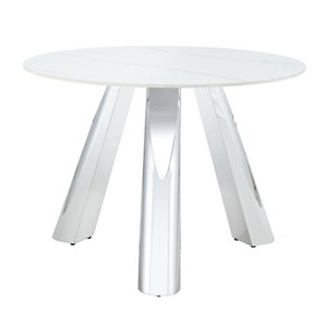 NicBex Modern 42 Inch Round Coffee Table with Silver/Gold Stainless Steel Legs for Living Room,Bedroom - 1 of 4